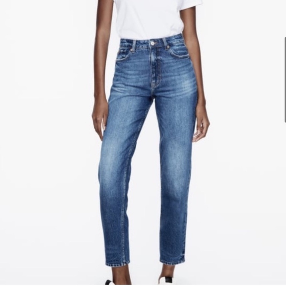Zara Comfort Mom Fit Jeans Ankle Length Blue Denim Size 10/32 New 8727/231
